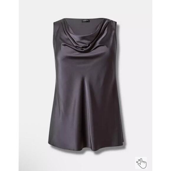 Torrid Gray Satin Cowl Neck Tank Size 4X, NWT - Picture 3 of 13